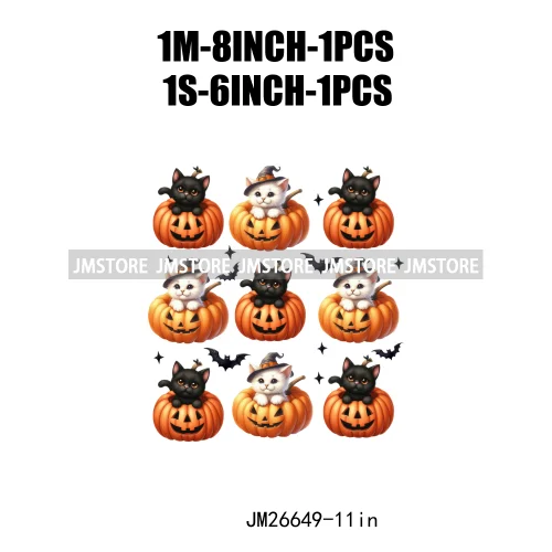 Fashion Halloween Pumpkin Coquette Bow Spooky Vibes Washable Printing DTF Iron On Heat Press Transfer Stickers For Clothing Bags