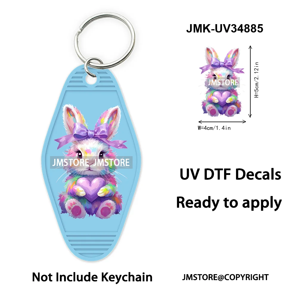 He is Risen Spring Easter Bunny Eggs Custom Logo WaterProof UV DTF Stickers For Motel Hotel Keychain Christian Easter Coquette