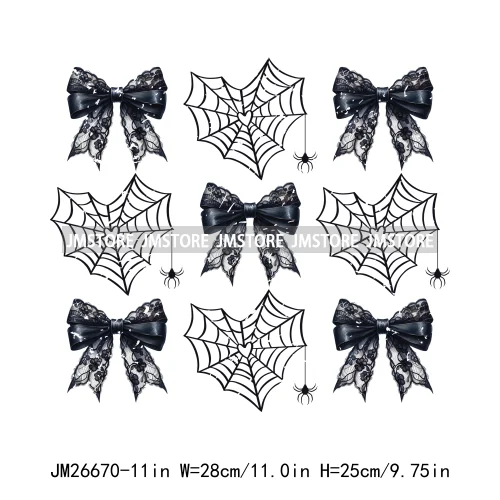 New Halloween Skeleton Ghost Coquette Bow Witch Hats Pumpkin Designs DTF Iron On Transfers Stickers Ready To Press For Hoodies