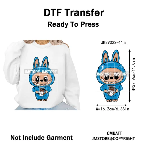 New Cartoon Doll Character With Mexican Food Iron on DTF Washable Heat Transfers Stickers Ready to Press for Textile Bags