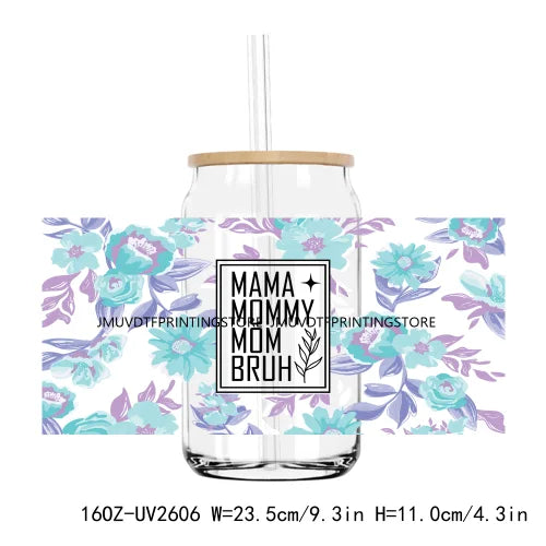 Thankful Mama With Sunflowers 16OZ UV DTF Cup Wrap Transfers Stickers Custom Labels DIY Waterproof Logo For Libbey Glass Can