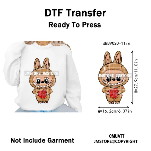 New Cartoon Doll Character With Mexican Food Iron on DTF Washable Heat Transfers Stickers Ready to Press for Textile Bags