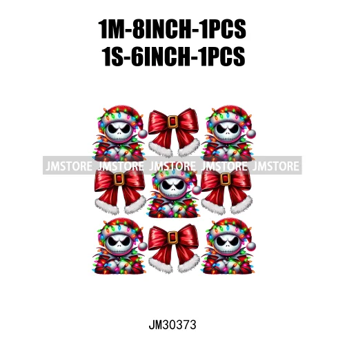 Horror Pink Christmas Bright Light Blowing Bubble Cartoon Character Iron On DTF Transfers Stickers Ready To Press For Hoodies