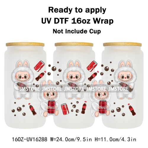Laboo Cute Cartoon Monsters Soda Coquette UV DTF Stickers Ready To Transfer Cup Wrap Custom Labels For Libbey Can Glass Tumbler