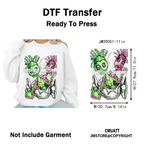 Horror Scary Killer Character Spooky Halloween Vibes Iron on DTF Washable Heat Transfer Stickers Ready to Press for Textile Bags
