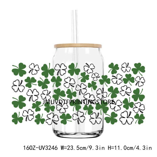 St. Patrick's Day Animals 16OZ UV DTF Cup Wrap Transfers Stickers Custom Labels DIY Waterproof Logo For Libbey Glass Can