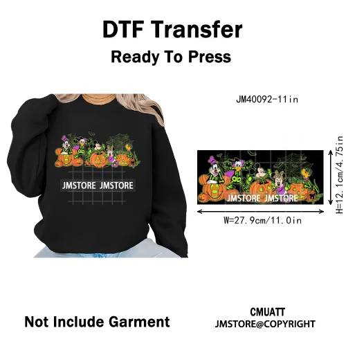 Happy Halloween Season Pumpkin Skull Cartoon Character Girly Evil Queen Iron on DTF Transfer Stickers Ready to Press for Textile