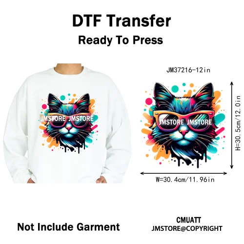 12in Street Snarl Savage Animal King Graffiti Urban Bear Bunny Cat Dog Iron on DTF Transfers Stickers Ready to Press for Clothes