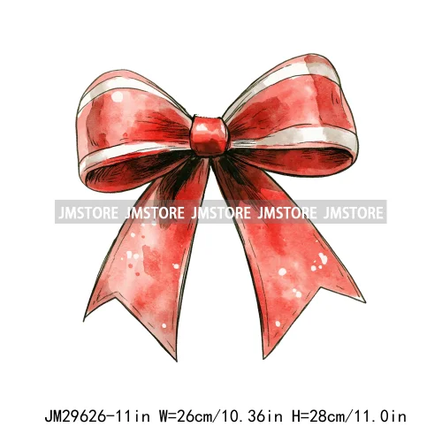 Gingerbread Reindeer Red Coquette Bow Girly Christmas Vibes Iron On DTF Transfers Stickers Ready To Press For Sweatshirt Bags