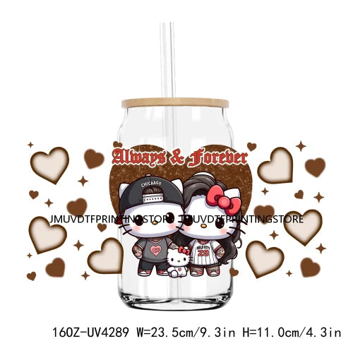 Candy Heart Cartoon Characters Couple UV DTF Sticker For 16OZ Libbey Glass Cup Can Wrap Transfer Sticker Custom Labels DIY Logo