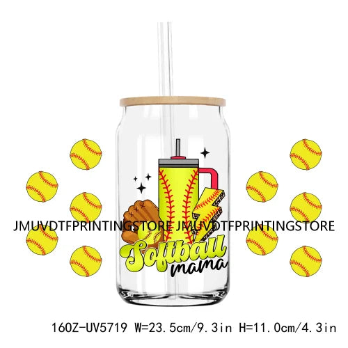 Sport In My Mom Era 16OZ UV DTF Cup Wrap Transfers Stickers Softball Custom Labels Durable Waterproof Logo For Libbey Glass Can