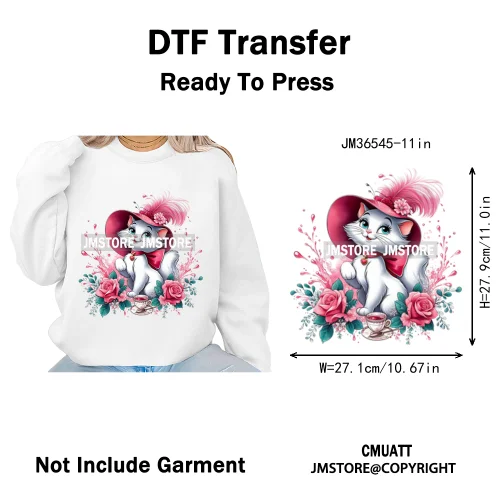 Trendy Flower Cat Bee Animal Lover Cute Princess Designs Iron on DTF Washable Transfers Stickers Ready to Press for T-shirts