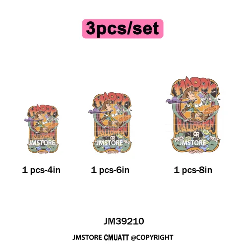 Cartoon Scary Monster Halloween Friends Season Printing Iron on DTF Washable Heat Transfers Stickers Ready to Press for Textile