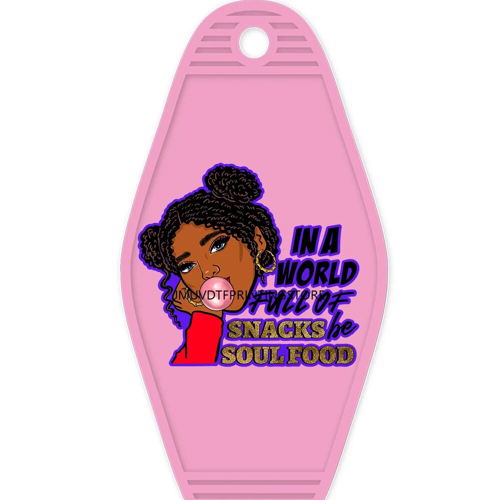 African American Girl High Quality WaterProof UV DTF Sticker For Motel Hotel Keychian Hustle Black Women