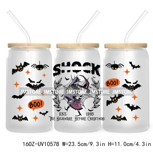 Horror Princess Halloween 16OZ UV DTF Cup Wrap Transfer Stickers Movie Killers Custom Labels For Libbey Glass Can Trick Or Treat