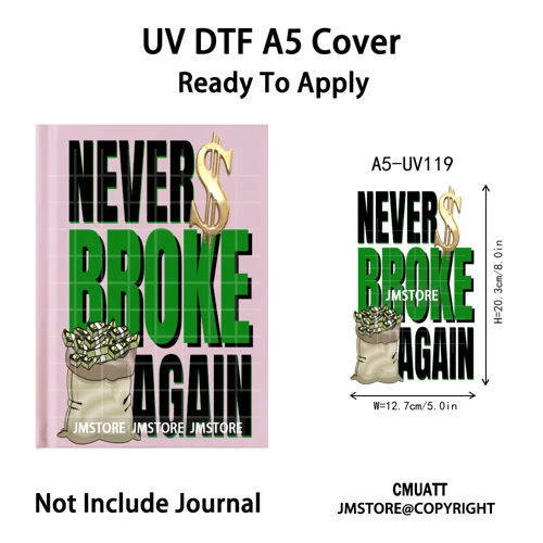 Hustle Hard Quotes Small Business Owner UV DTF Notebook Cover Decals Ready To Apply Transfer Stickers Wraps For A5 Journal Cover