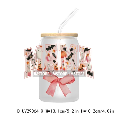 Mama Coquette Bow Bat Halloween Season UV DTF Transfer Stickers Decals For Libbey Cold Cups Mugs Tumbler Custom Spooky Ghost