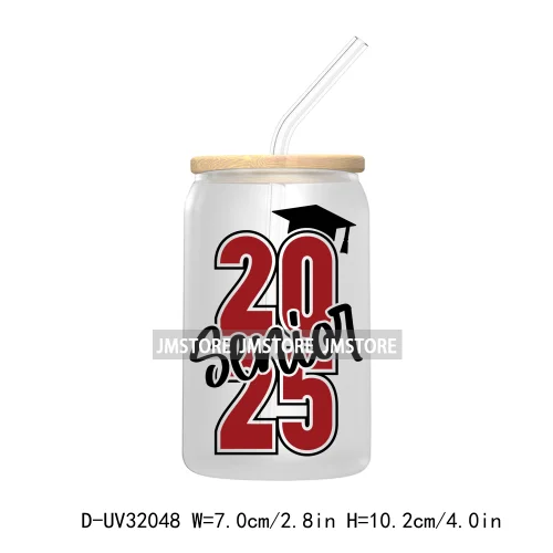 Coquette Bow Senior 2025 Western Grad Squad UV DTF Transfer Stickers Decals For Libbey Cold Cups Mugs Tumbler Waterproof Logo