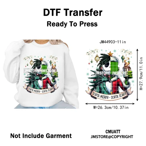 Cartoon Movie Friends Coquette Merry Christmas Sandy Claws Iron on Washable DTF Heat Transfer Sticker Ready to Press for Hoodies