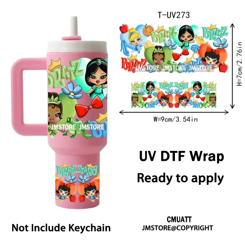 Lovely Cartoon Monsters Princess UV DTF Custom Print Ready To Apply Transfer Stickers Waterproof Wraps For Mini Tumbler Keychain