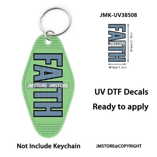 Christian Bible Jesus Faith Letters UV DTF Motel Keychain Decals Ready To Ship Custom Transfer Stickers Print For Hotel Keychain
