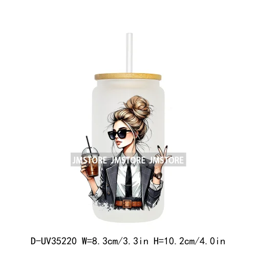 Funny Sarcastic Woman Sassy Girl UV DTF Transfer Stickers Decals Ready To Apply Waterproof For 16OZ Libbey Glass Can Cup Tumbler