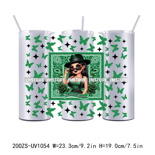 12 Zodiac Queen Chicana 20OZ Straight Skinny Tumbler Wrap Ready To Apply UV DTF Transfer Stickers Waterproof Prints For Tumbler