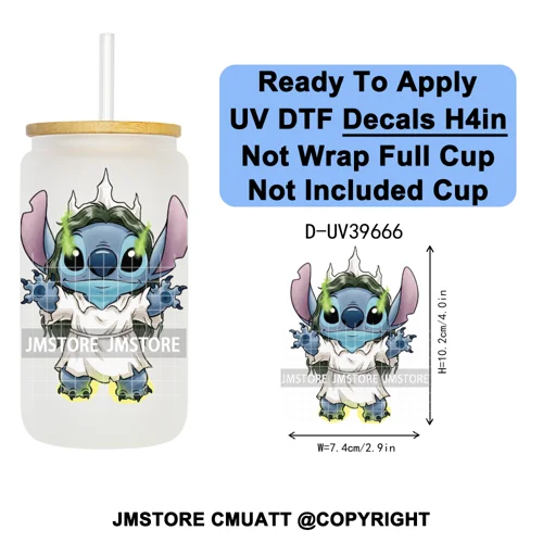 Halloween Cartoon Characters UV DTF Transfer Stickers Decals Ready To Apply Waterproof For 16OZ Libbey Glass Can Cups Tumbler