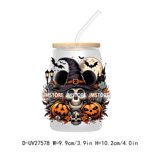 Cartoon Couple Halloween Scary Pumpkin UV DTF Transfer Sticker Decals For Libbey Cold Cup Mug Tumbler Nightmare Before Christmas