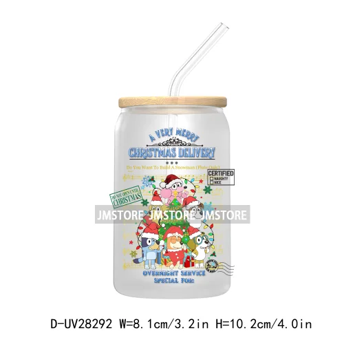 Festive Christmas Gnome Candy Cane UV DTF Transfer Stickers Decals For Libbey Cold Cups Mugs Tumbler Labels Cartoon Characters