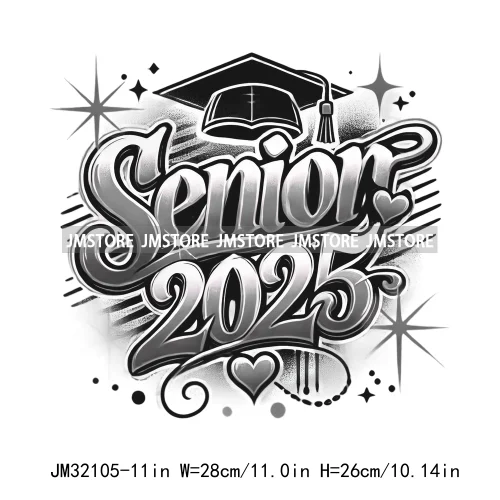 Fashion Senior 2025 Proud Graduate High School Spirit Iron On DTF Transfers Stickers Ready To Press For Sweatshirts Bags