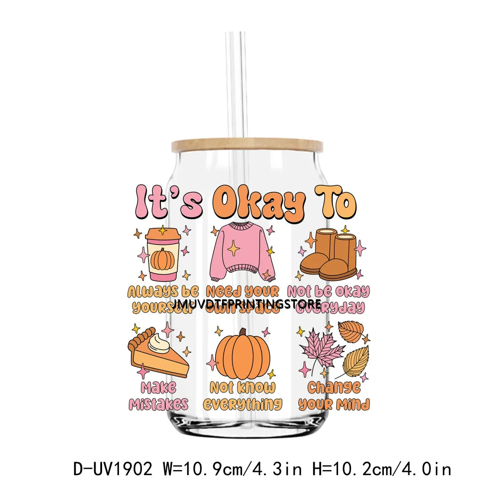 Cozy Pumpkin Sesaon Fall Vibes Leaves UV DTF Transfers Stickers Decals For Libbey Cold Cups Mugs Tumbler Waterproof DIY Craft