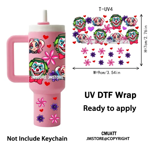 Wholesale Bulk Cartoon UV DTF Wraps Ready To Apply Transfer Stickers Waterproof For Mini Tumbler Keychain