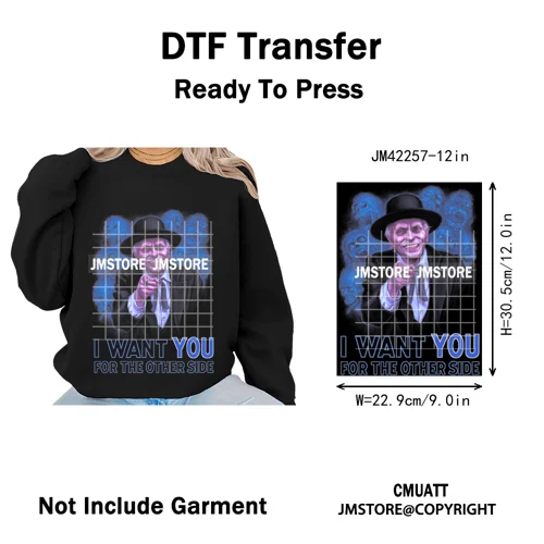 Horror Characters Halftone Movie Shows Scary Halloween Vibes Iron on DTF Washable Transfers Stickers Ready to Press for Clothing