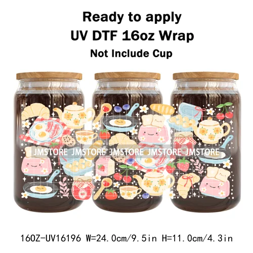 Books Coffee Coquette Fruits Girly 16OZ UV DTF Cup Wrap Ready To Apply Waterproof Transfer Stickers For Libbey Glass Can Tumbler
