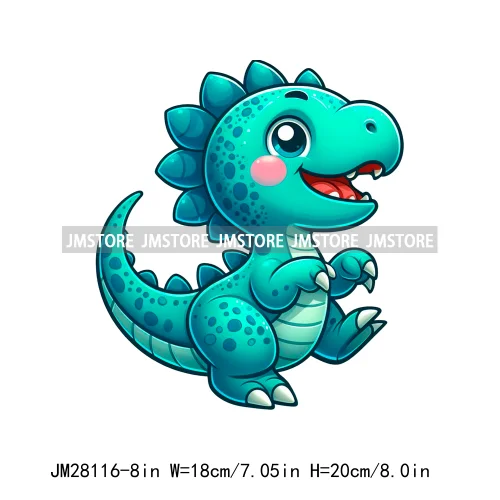 Funny Diy Dinosaur Cute Dino Nursery Animal DTF Iron On Transfers Stickers Ready To Press For T-shirts Bags