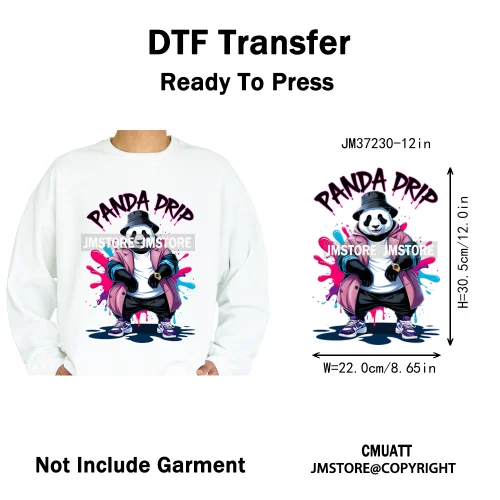 12in Cool Jungle King Beats Graffiti Hip Hop Animals Lover Iron on DTF Thermal Transfers Stickers Ready to Press for T-shirts