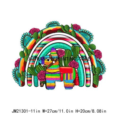 Colorful Mexican Pinata Latina Cinco De Mayo Festival Logos Iron On Fiesta Tacos Tequila DTF Transfer Stickers For Clothing