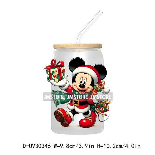 Merry Christmas Cartoon Mouse And Friends UV DTF Transfer Stickers Decals For Libbey Cold Cups Mugs Tumbler Xmas Bear Candy Cane