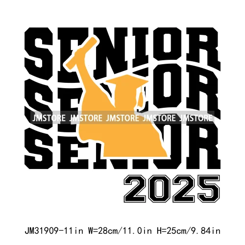 Happy University Graduate Senior Class Of 2025 Decals Iron On DTF Heat Transfer Stickers Ready To Press For Clothes Bags