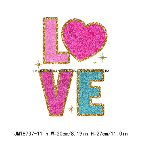 Faux Glitter Sparkly Sequins XOXO Howdy Conversation Hearts Loved Bible Verses Valentine DTF Heat Transfer Stickers For Clothing