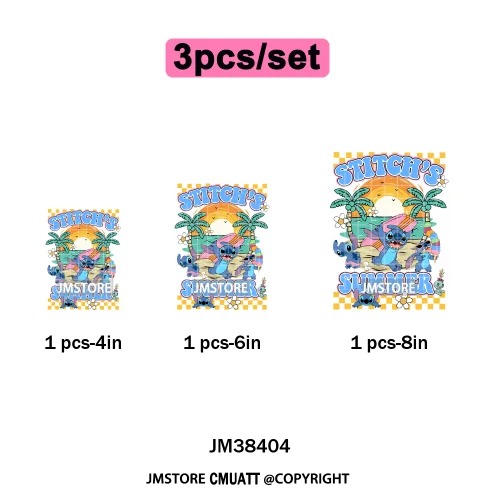 Cute Summer Holiday Life Palm Beach Vibes Cartoon Characters Coquette Iron on DTF Transfers Stickers Ready to Press for Clothing