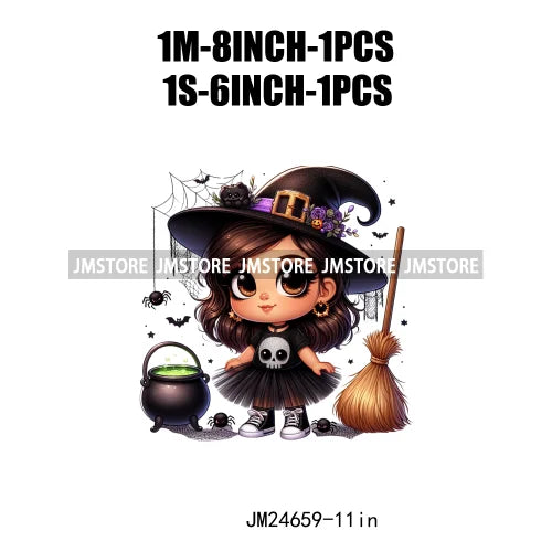 Custom Halloween Spooky Witch Latina Baby Girls Iron On Decals Hispanic Princess DTF Heat Press Transfers Stickers For Hoodies