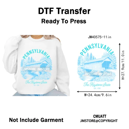 Funny US States Slogan Vacation Scenic Citycape Landmark Iron on DTF Washable Transfers Stickers Ready to Press for Textile Bags