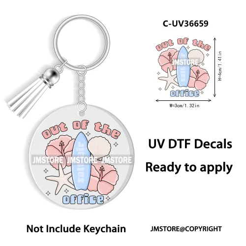 Trendy Bookish Inspirational Quotes UV DTF Decal Round Keychain Ready To Apply WaterProof Transfer Stickers For Circle Keychain