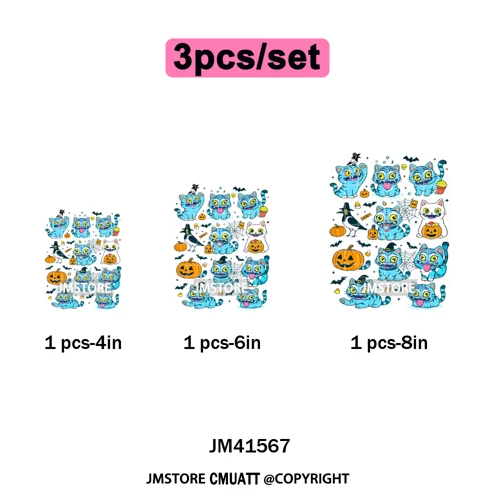 Cute Blue Tiger Idol Group Characters Kpop Halloween Pumpkin Iron on DTF Washable Transfers Stickers Ready to Press for Textile