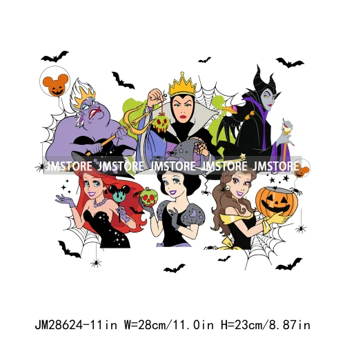 Happy Halloween Cartoon Animal Character Spooky Vibes Trick Or Treat Iron On DTF Transfer Stickers Ready To Press For Sweatshirt