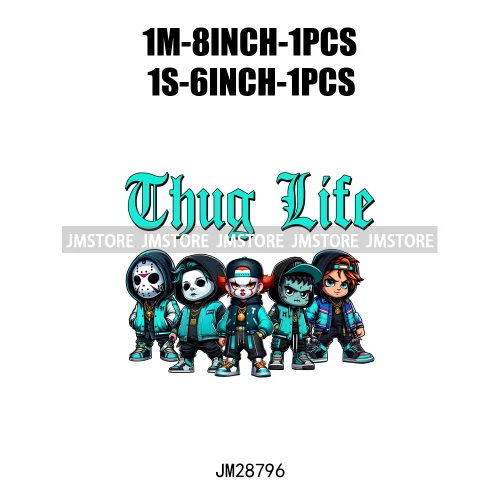 Cool Thug Life Horror Character Friends Scary Halloween Vibes Iron On DTF Transfer Stickers Ready To Press For Sweatshirt Bags