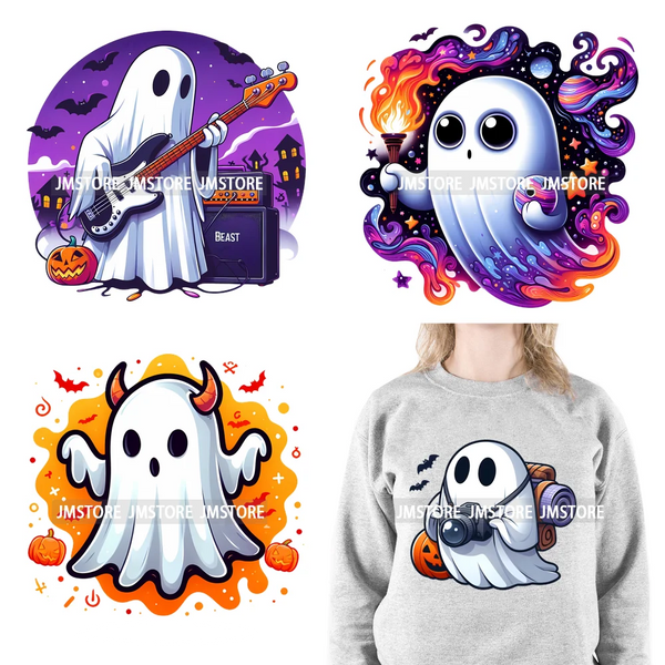 Funny Happy Death Watch Scary Movie Boo Ghost Halloween Vibes Thermal Logos DTF Iron On Heat Press Transfer Stickers For Clothes