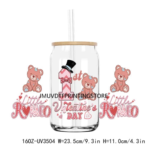 Valentine's Day Skull Skeletion Flower UV DTF Sticker For 16OZ Libbey Glass Cup Can Wrap Transfer Sticker Custom Labels DIY Logo